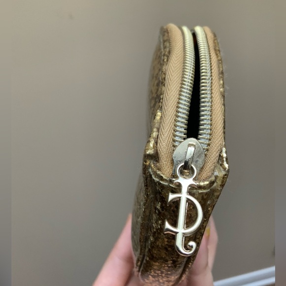 Y2K Vintage JUICY COUTURE Glitter Sparkly Shiny Gold Lips Wristlet Bag Women’s - Picture 12 of 16